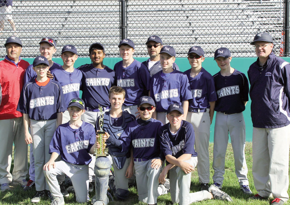 A combined team of players from St. Michael School, in Augusta, and Chelsea Middle School won the Sheepscot Valley Athletic Conference championship on June 8. St. Michael/Chelsea defeated Vassalboro, 6-0. The winning pitcher was Mitchell Tarrio, striking out 17 batters. He also led the offense with a triple and single, Kyle Douin and Bryton Kieltyka each had a double for the winners. The team is coached by David Tarrio and Jason Douin. Contributed photo