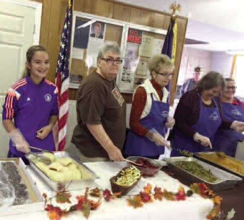 Erskine Academy Jobs for Maine Graduates students and members of the Boynton-Webber American Legion Auxiliary assisted during the 10th annual veterans dinner held on November 9. Contributed photos