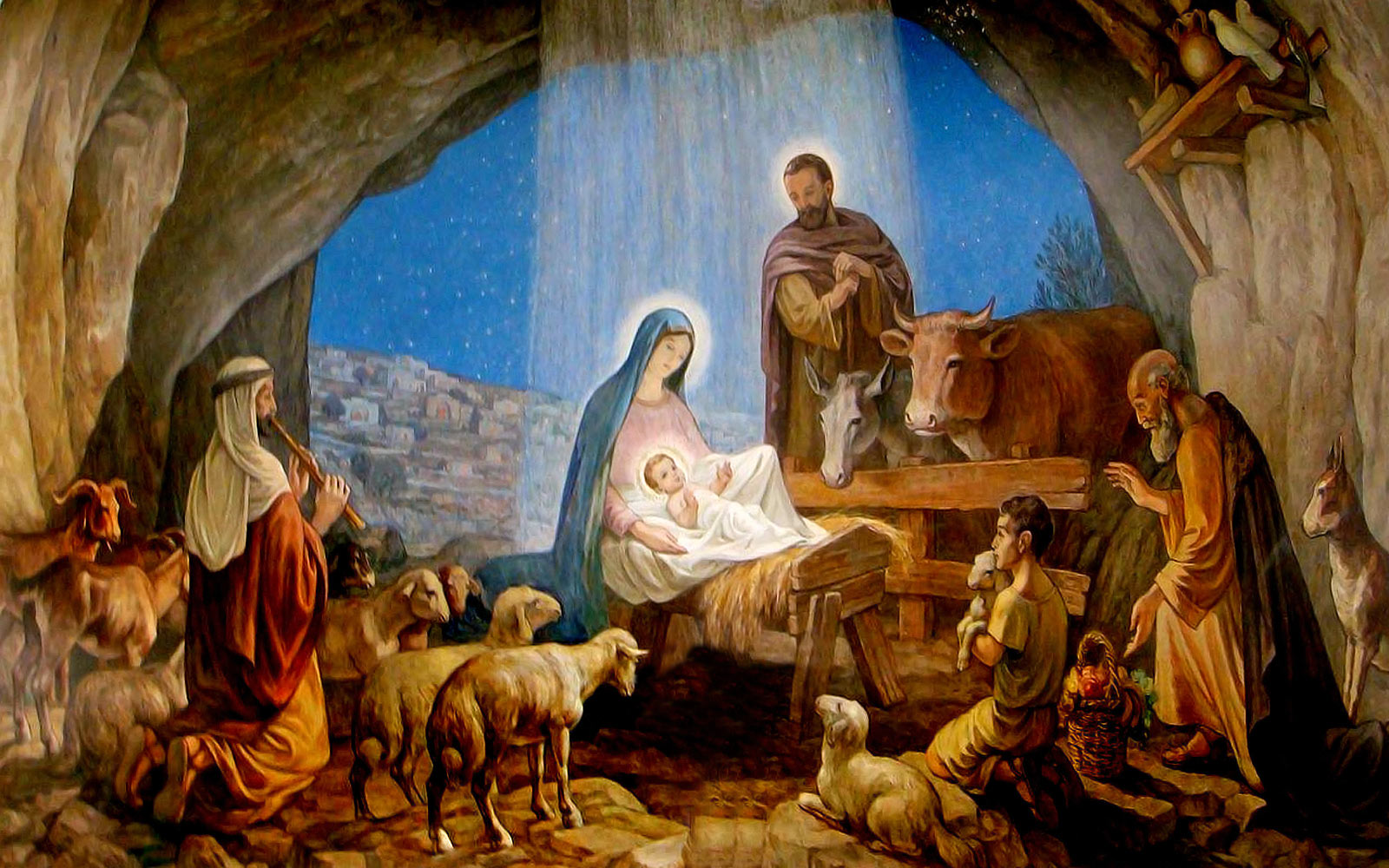 Download Celebrating Jesus's Birth at Christmas Wallpaper | Wallpapers.com
