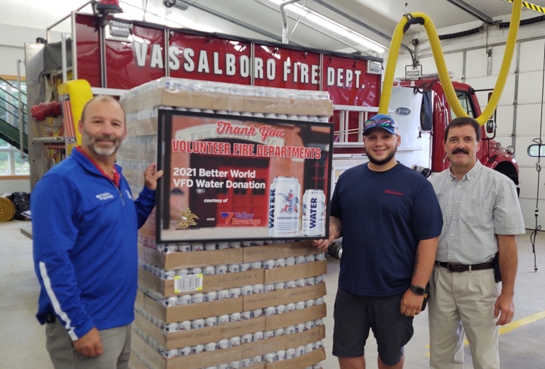 Vassalboro Fire Department receives canned drinking water for wildfire