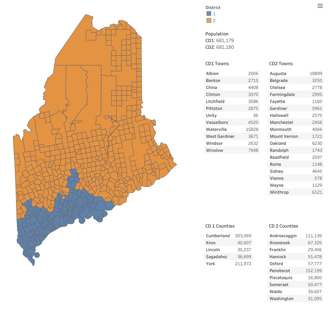 Maine Congressional Districts Map