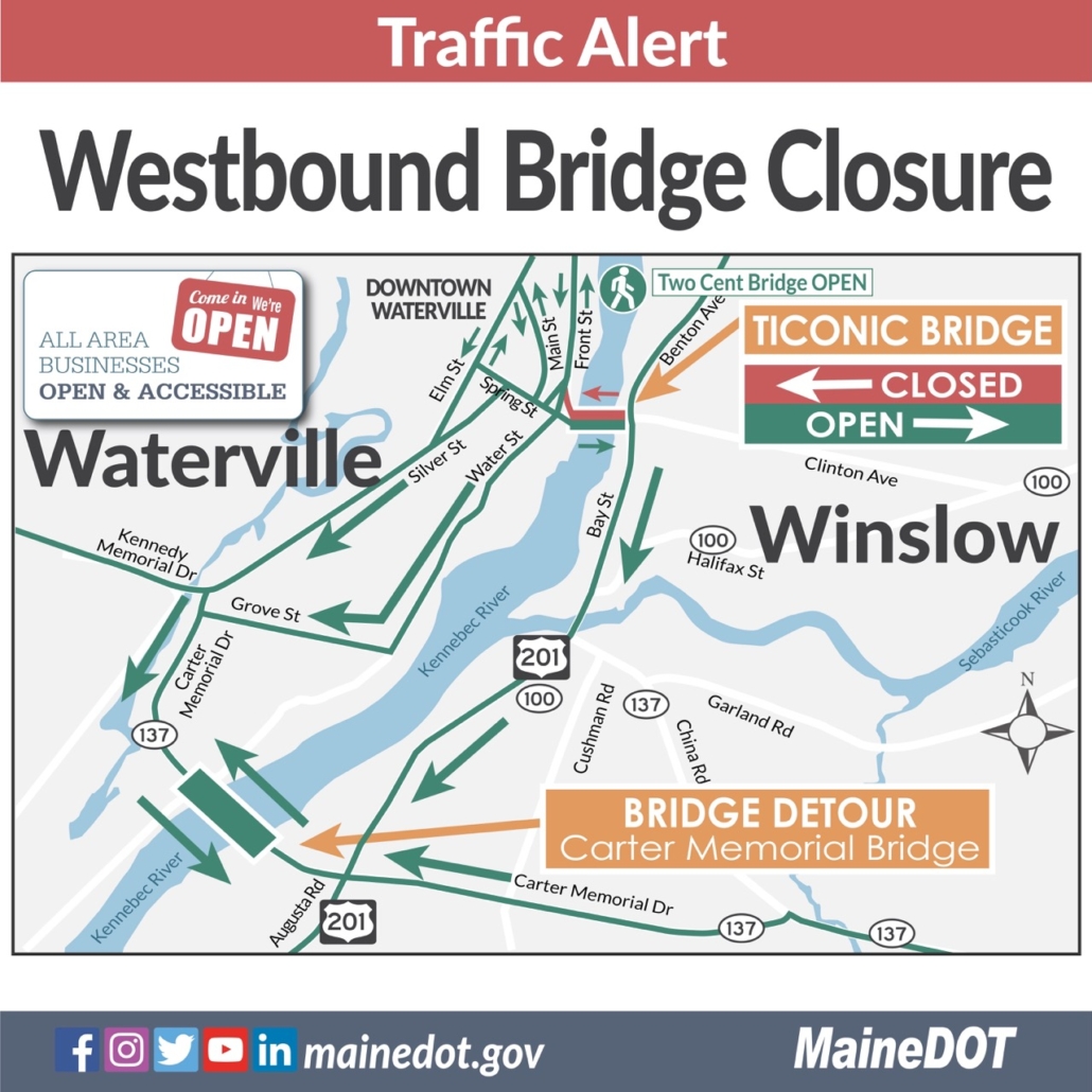 Waterville/Winslow bridge closed until June